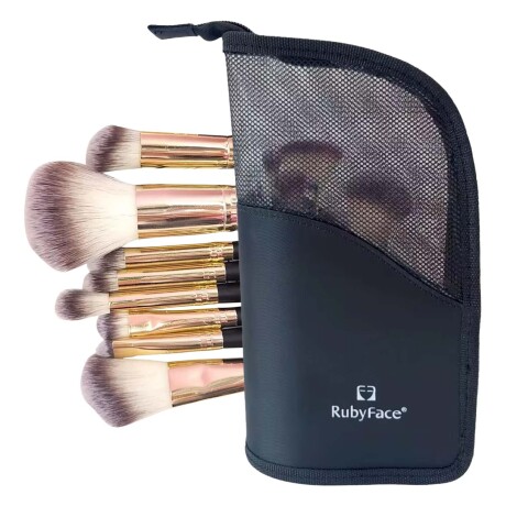 Set Completo Brochas Pinceles Maquillaje 10 Pzas con Estuche Negro