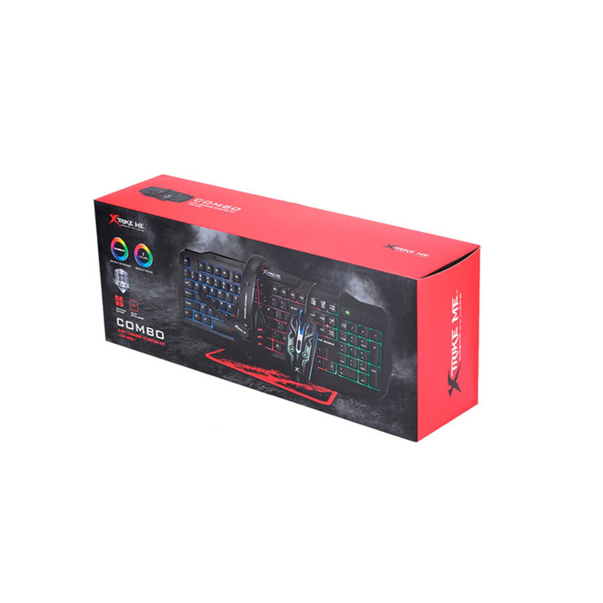 Kit Gamer Teclado Mouse Mousepad Auriculares 4 En 1 XtrikeMe CM-406 