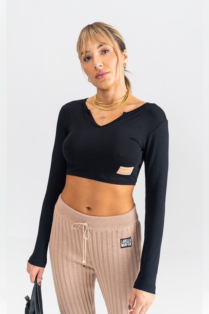 REMERA TOP COLOR NEGRO LBM 