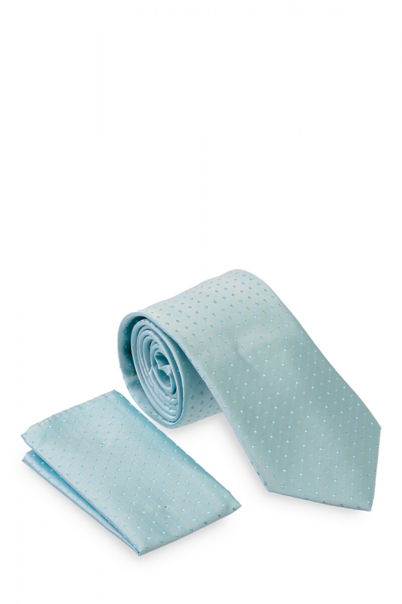 Corbata con pañuelo 8 cm - VERDE AGUA 