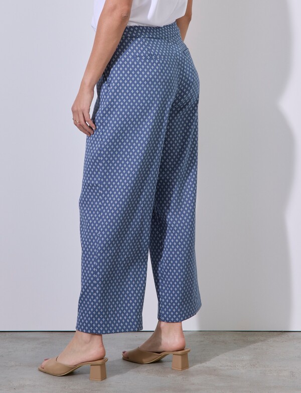 Pantalon Flores AZUL/BLANCO