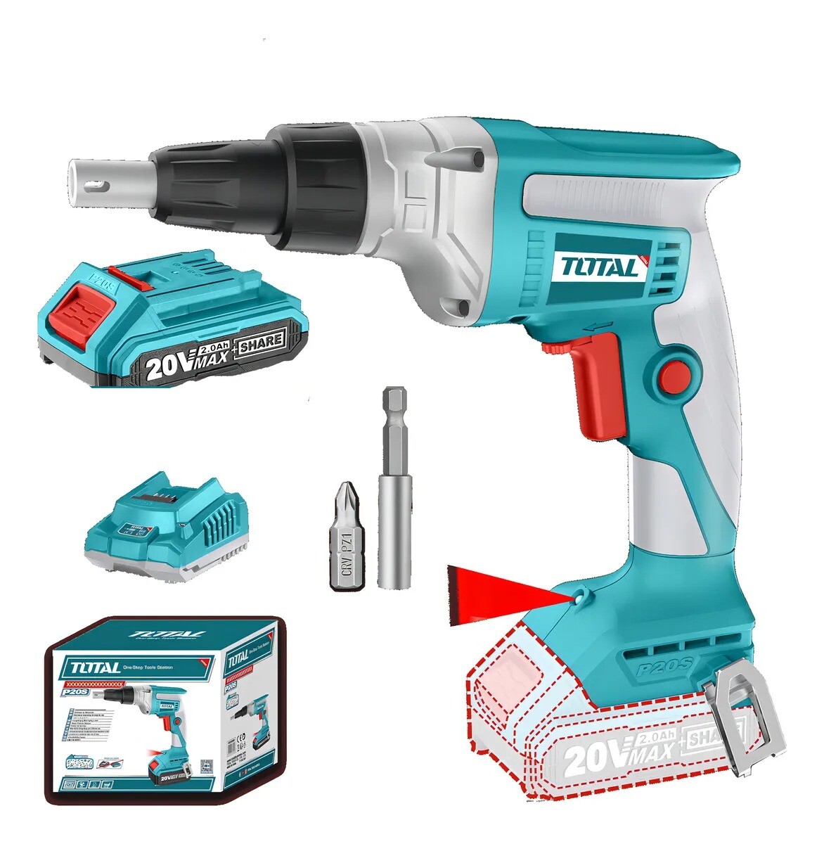 Atornillador para Yeso Drywall Total 20V Brushless Industrial 