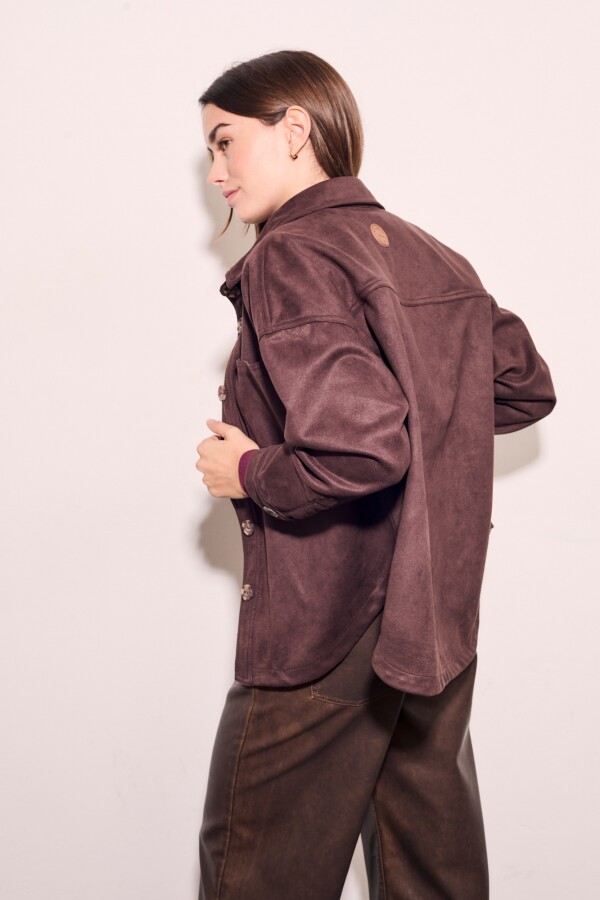 Sobrecamisa Gamuza Cuero Vegano Marron
