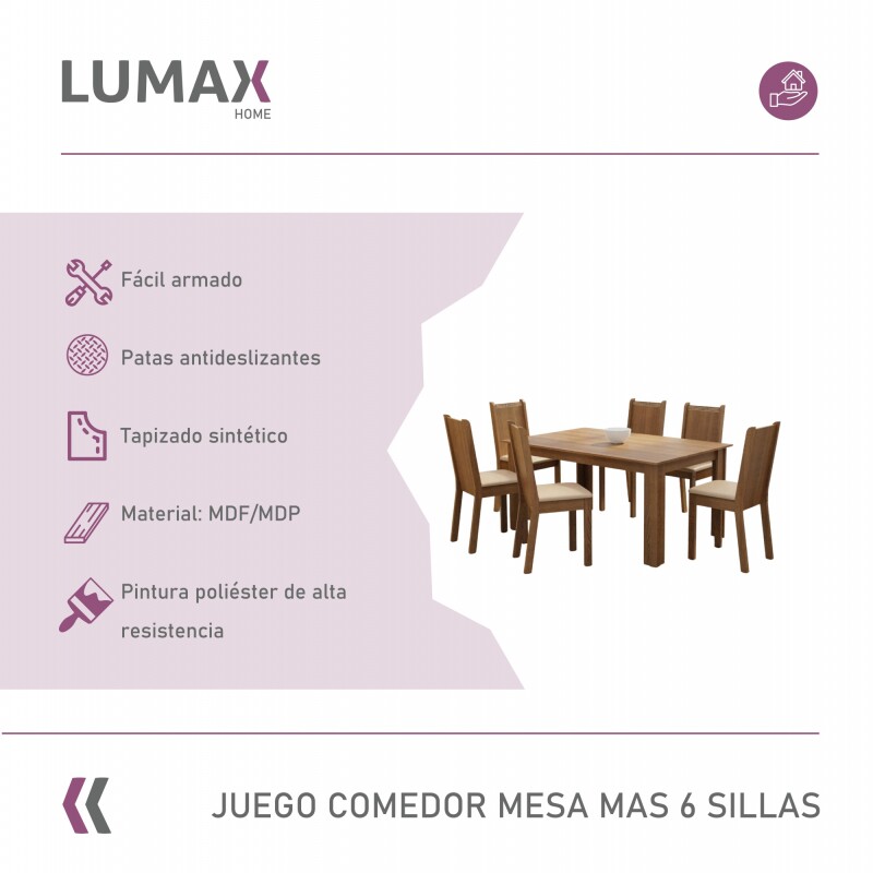 Juego de comedor Mesa de madera y 6 sillas rústicas Juego de comedor Mesa de madera y 6 sillas rústicas