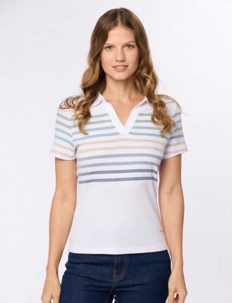 REMERA POLO RAYADA Blanco