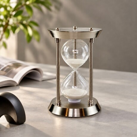 Reloj de Arena Decorativo con Soporte Plateado - 30min Reloj de Arena Decorativo con Soporte Plateado - 30min