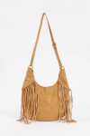 Cartera bandolera suede con flecos camel