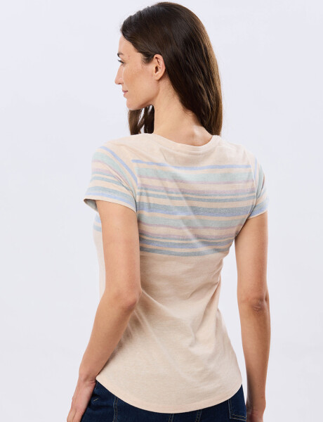 REMERA RAYADA DE ALGODÓN Beige