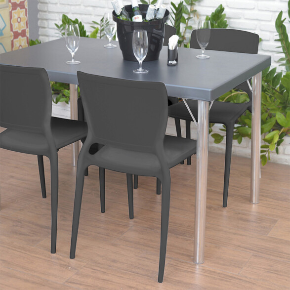 Silla apilable grafito SOFIA con respaldo cerrado -TRAMONTINA TD0602