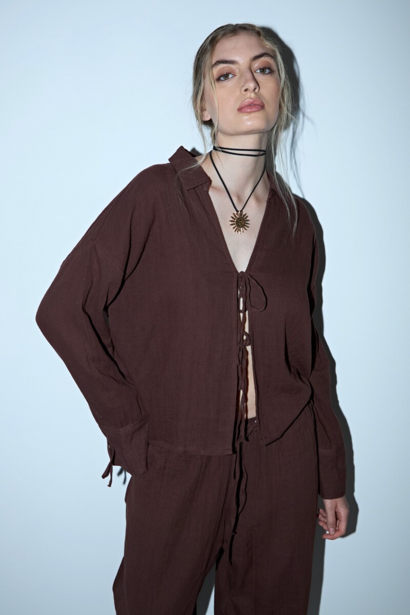 PREVENTA Camisa para atar - marrón 