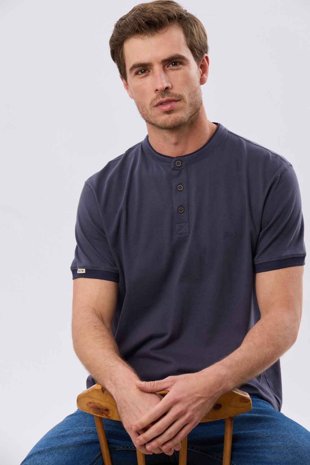 REMERA POLO CUELLO MAO Azul