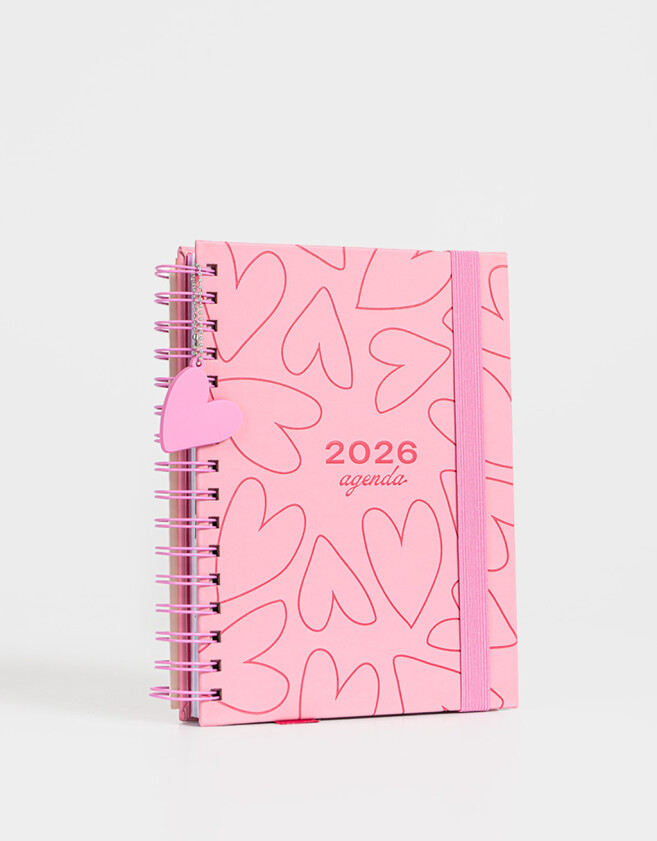 Agendas y Calendarios Estampados Agenda Corazones 2026 - Fucsia Medio