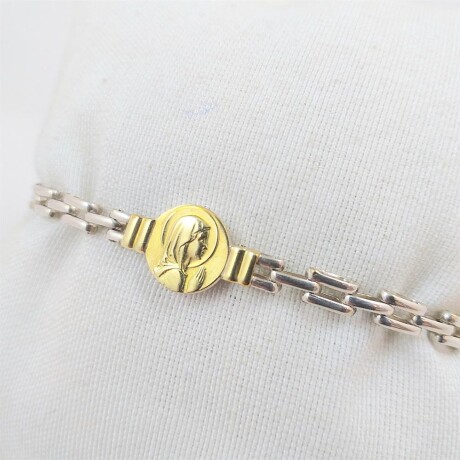 Pulsera modelo panther de plata 925 con Virgen Niña en double en oro 18Ktes. Pulsera modelo panther de plata 925 con Virgen Niña en double en oro 18Ktes.