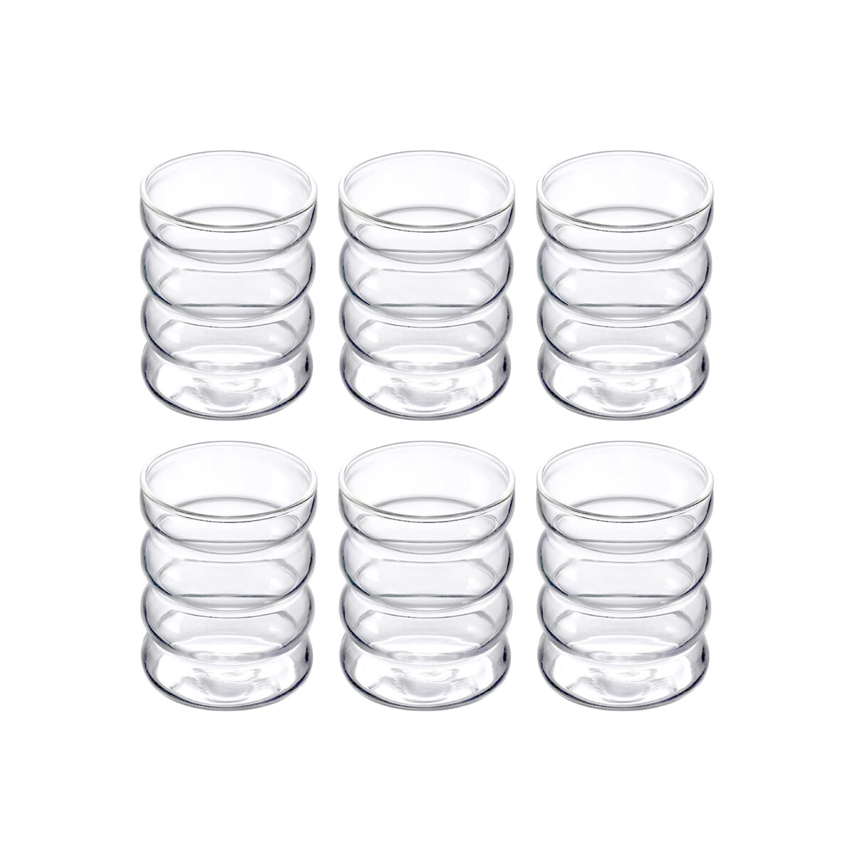 Set x6 Vasos De Vidrio Ondeado 