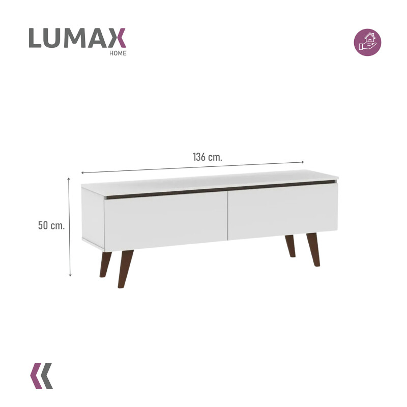 Rack para TV Lumax 2 puertas rustico 55 pulgadas Blanco