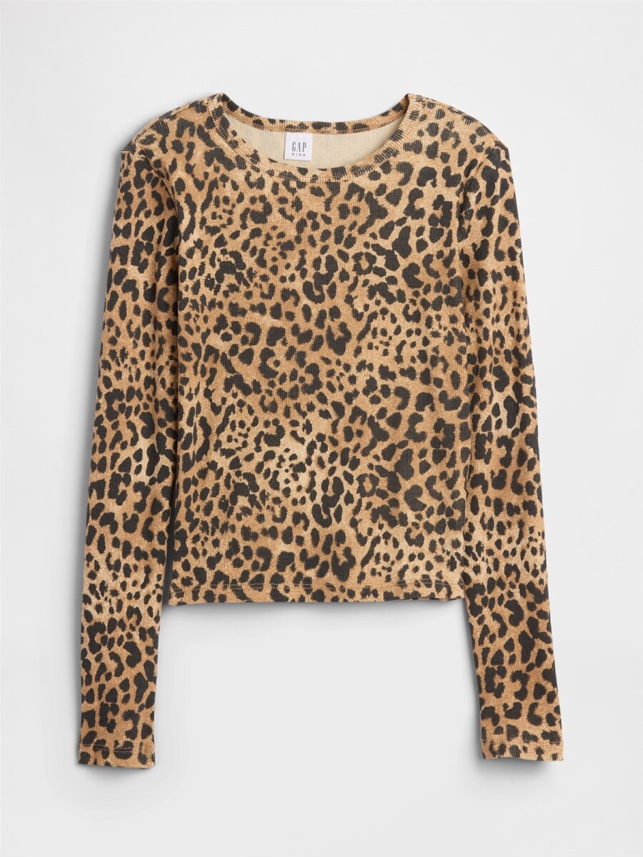 Remera Rib Niña - Leopard 