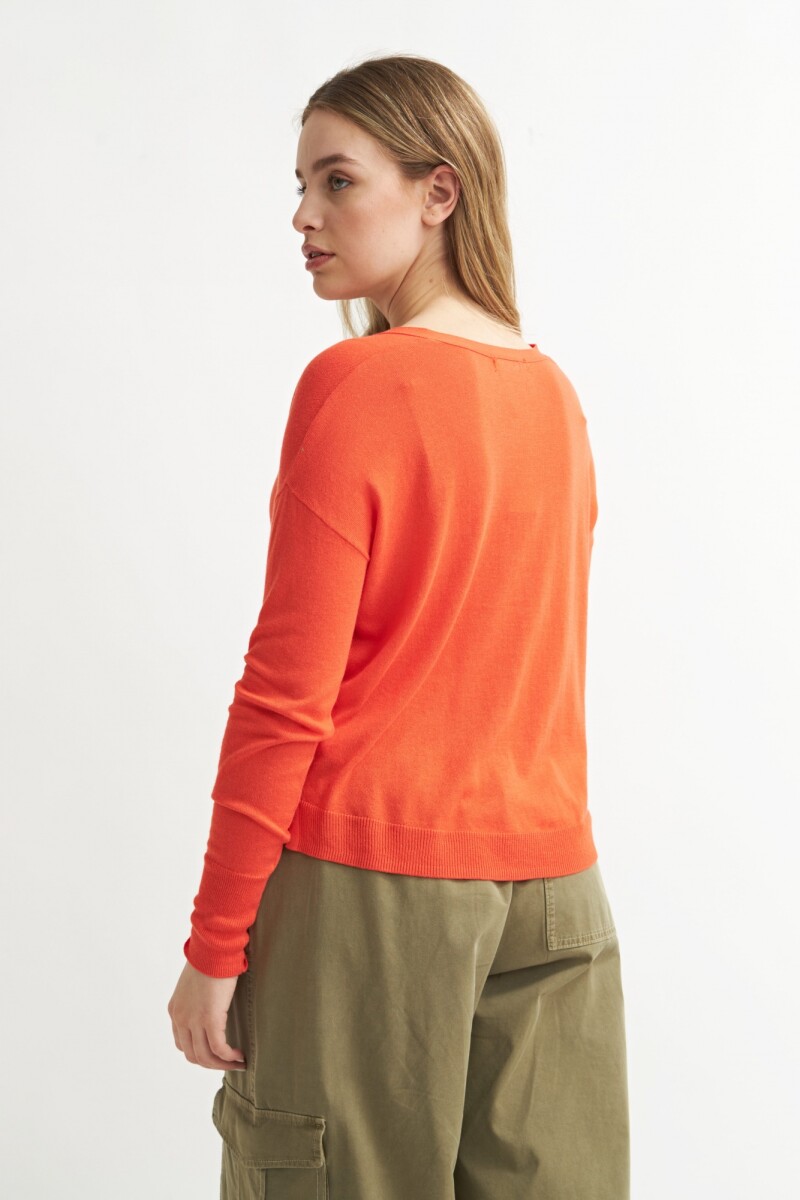 Cardigan escote V profundo NARANJA