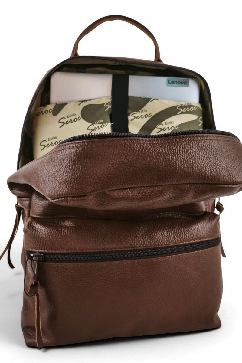 Mochila de cuero urbana Marrón