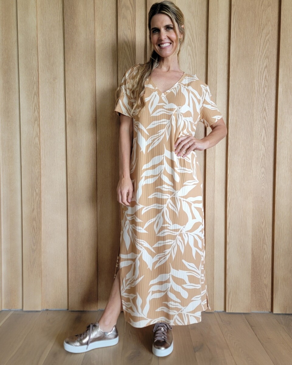 Vestido hibisco - Beige 