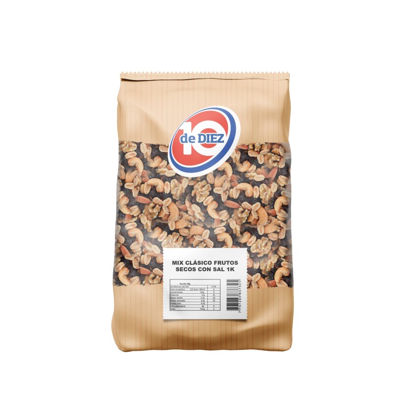 MIX FRUTO SECO SIN SAL DE DIEZ 1KG Mix Fruto Seco Sin Sal De Diez 1kg