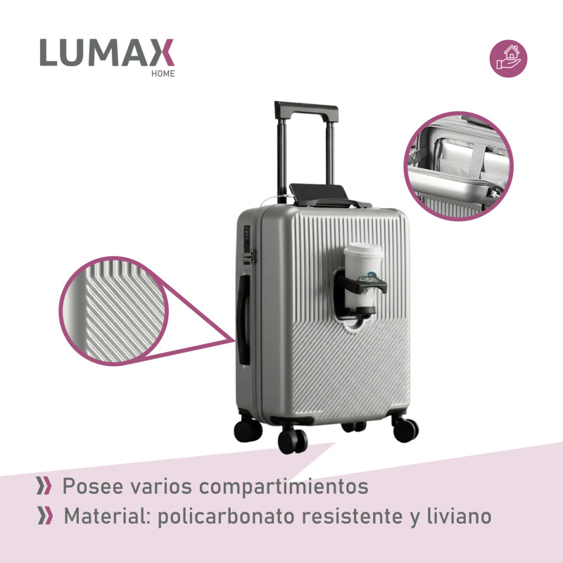 Valija rigida Lumax Sapporo con portavaso Gris