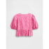V-W PUFF SLV TOP PINK FLORAL