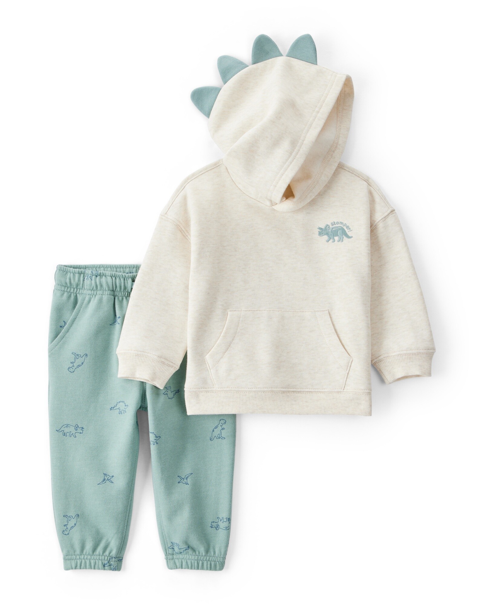 Set dos piezas de algodón, pantalón y canguro, diseño dinos Sin color