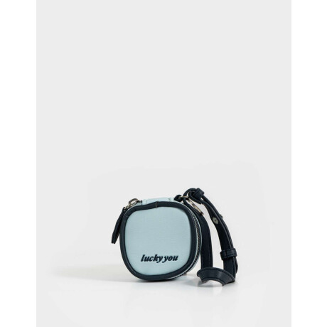 Monedero Negro Con Correa Azul Celeste