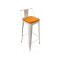 BANQUETA CON MADERA TOLIX Banqueta Taburete Metálica Con Asiento En Madera Tolix Blanca