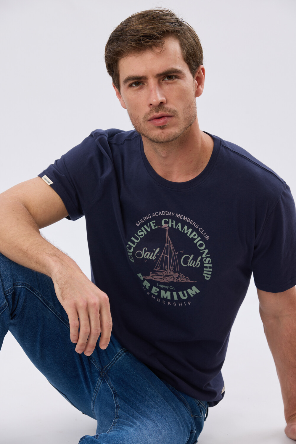 REMERA ESTAMPADA DE ALGODÓN Azul
