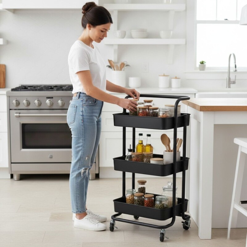 ORGANIZADOR METAL/PLAST NEGRO 3 NIV C/RUEDITAS Unica