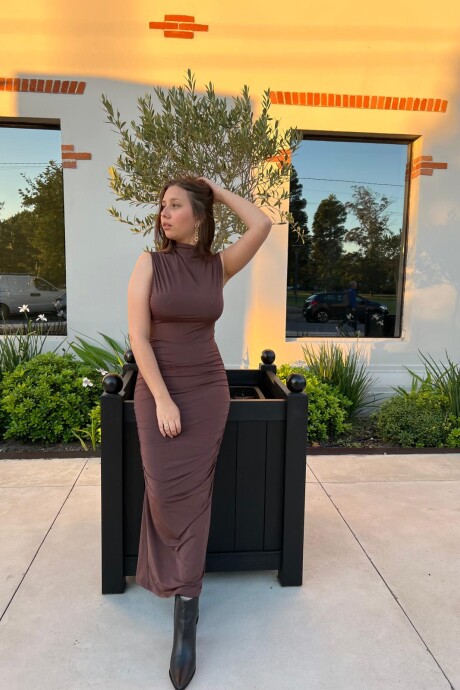 Vestido Drapeado Francis Marrón