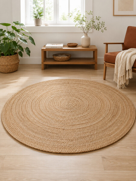 ALFOMBRA DE YUTE Y ALGODÓN BEIGE