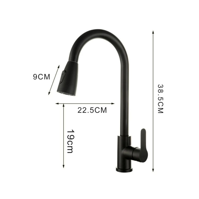 Canilla Monocomando Extensible Cocina Manguera Retráctil Negro Canilla Monocomando Extensible Cocina Manguera Retráctil Negro