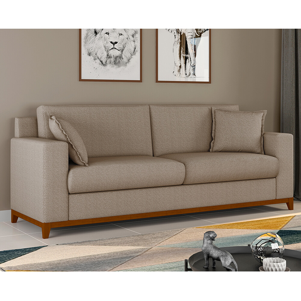Sofá sillón 3 cuerpos - patas en madera beige