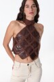Top Leather Goth Marron