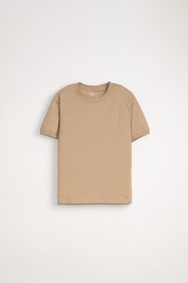 Remera básica manga puño Beige