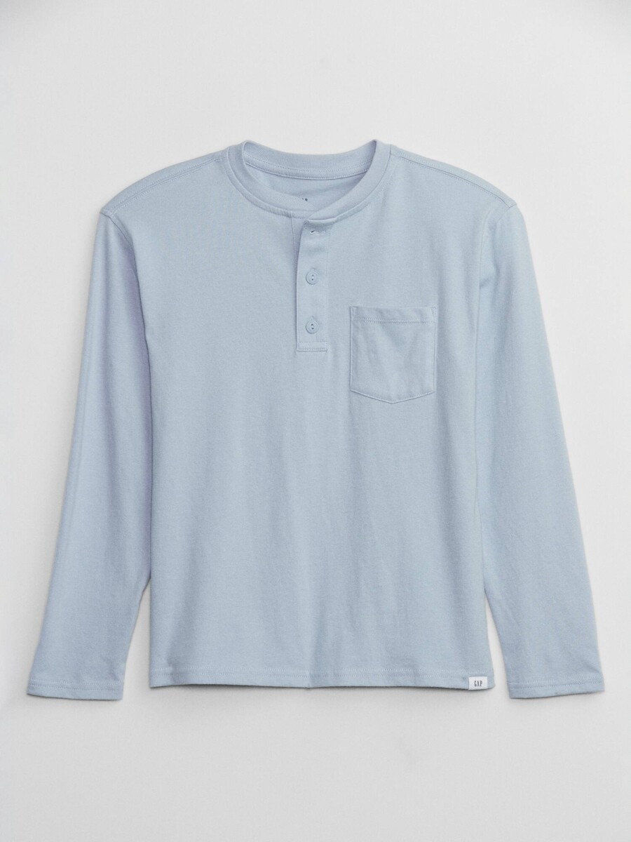 Remera Henley Manga Larga Niño - Ice Blue 740 
