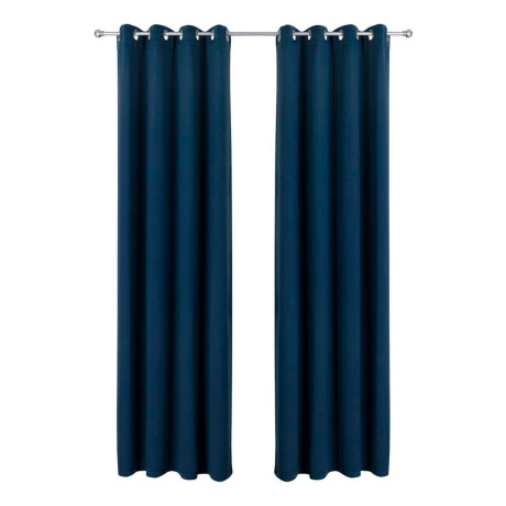 Cortinas Blackout 2 Paños 106cm X 160cm Satinado Calidad Azul