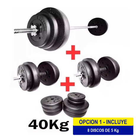 Set 2 Mancuernas + Barra 1.5m + 40kg Cmb000603