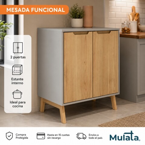 Mueble Alacena y Mesada de Cocina con estante en MDP - Madera - Línea Melilla - Cinza Mueble Alacena y Mesada de Cocina con estante en MDP - Madera - Línea Melilla - Cinza