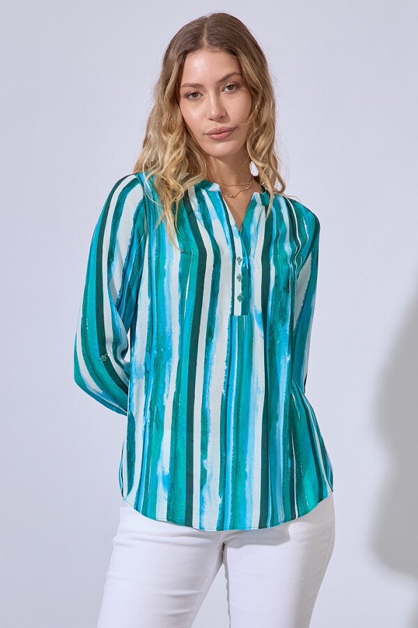 Blusa Botones Printed VERDE/MULTI