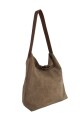 Tote bag de cuero con gamuza Beige