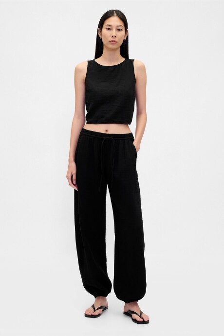 Pantalón Jogger De Muselina Mujer Black
