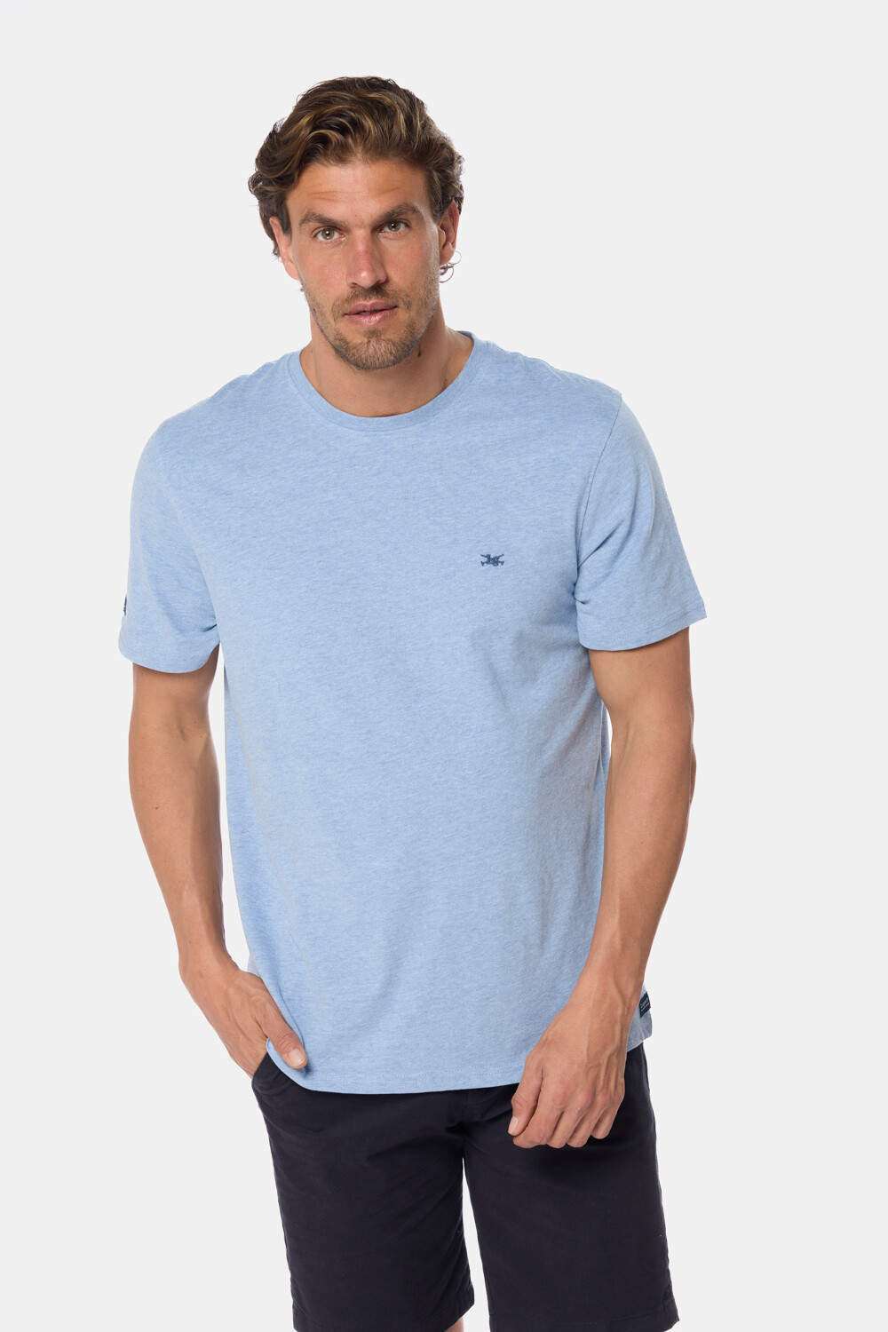 REMERA LISA DE ALGODÓN Azul melange