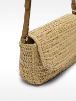 Bolso Bandolera Efecto Rafia Con Solapa natural