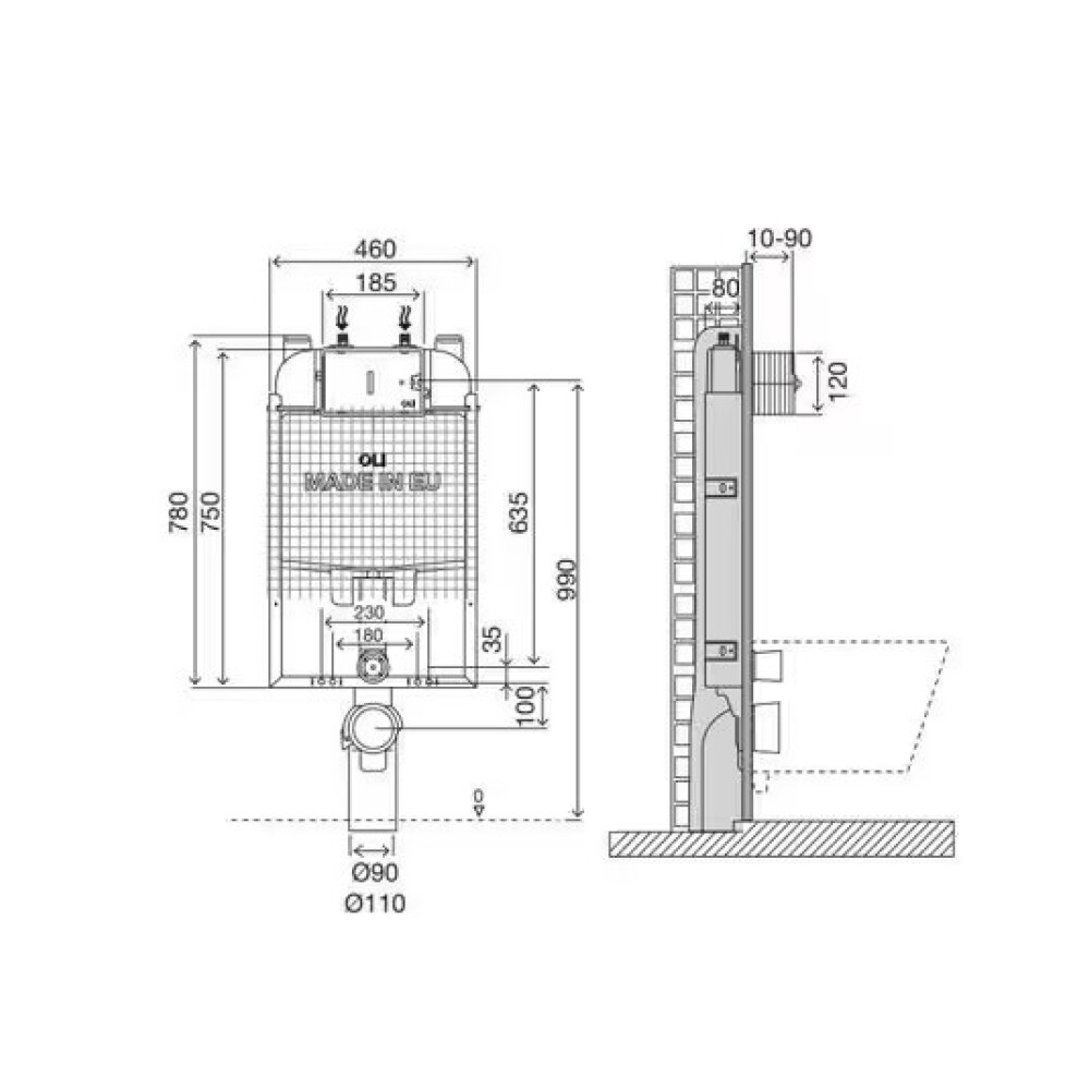 Cisterna de embutir Oli 74 Plus pared Semiflex Cisterna De Embutir Oli 74 Plus Pared Semiflex