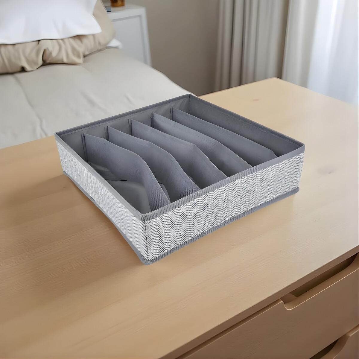 Organizador con divisiones 31x32x9cm - GRIS 