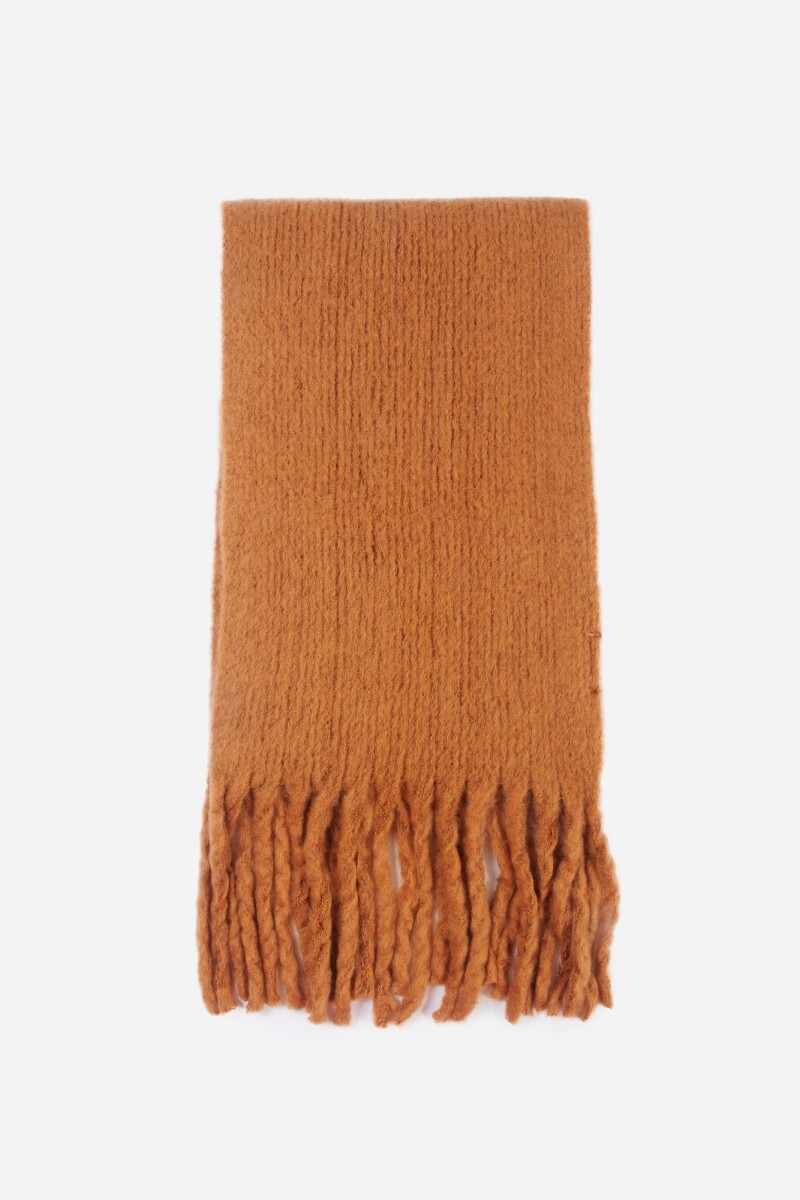 Bufanda lisa con flecos marrón