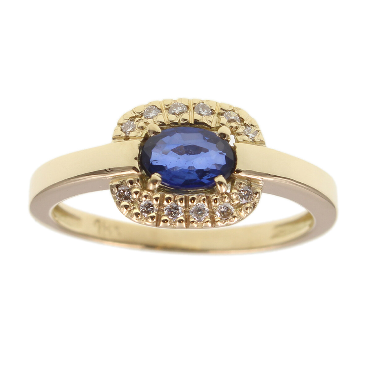 Anillo Giorgia en oro amarillo 18k con brillantes y zafiros azules (ADAPTAMOS NUESTROS ANILLOS A MEDIA *) 